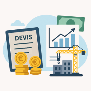Illustration d'une étude de prix : devis, courbe de coûts et chantier