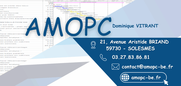 Coordonnées d'AMOPC, Dominique Vitrant, 21 avenue Aristide Briand, 59730 Solesmes, 03 27 83 86 81